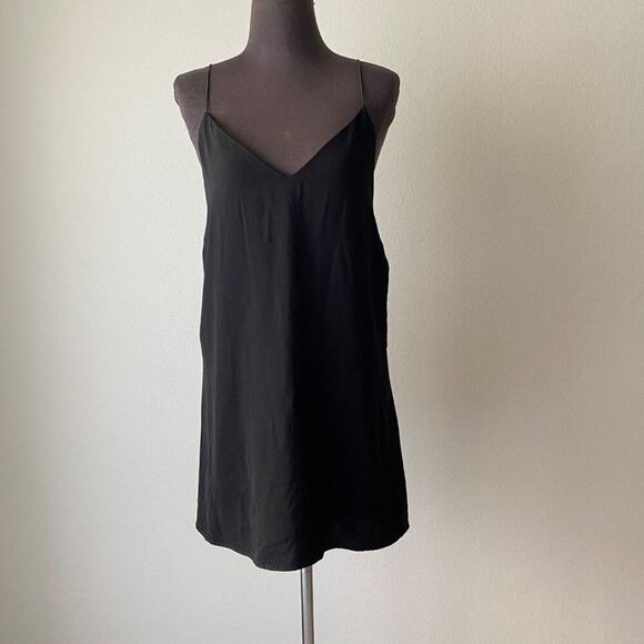 Tobi sz M witchy whimsigoth minimalist black spaghetti strap summer shift dress - Picture 1 of 6